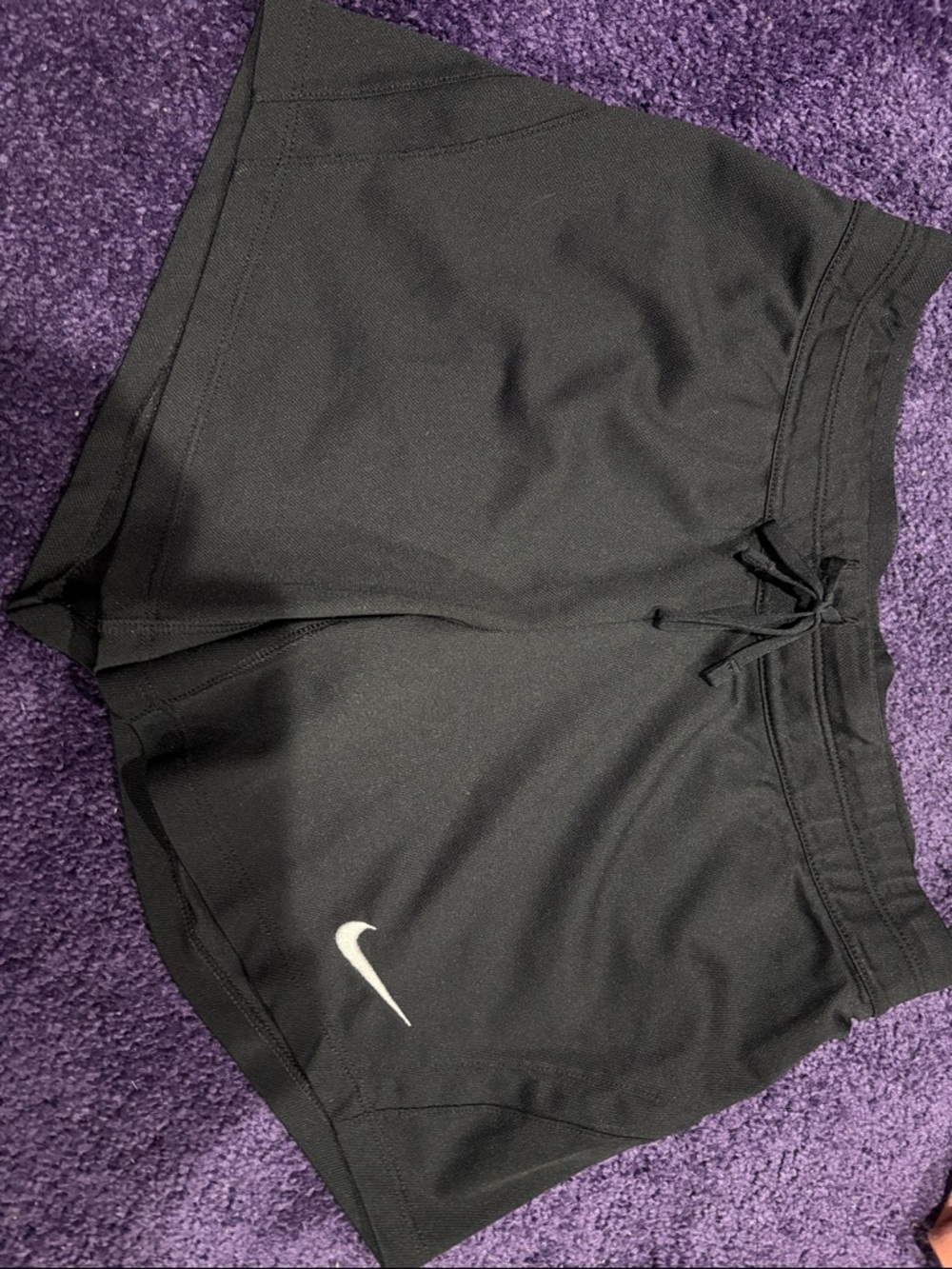 Nike Black Women's Athletic Shorts with White Swoosh